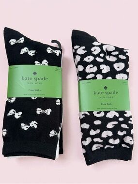 kate spade Black & White Patterned Crew Socks 6 pairs total both packs